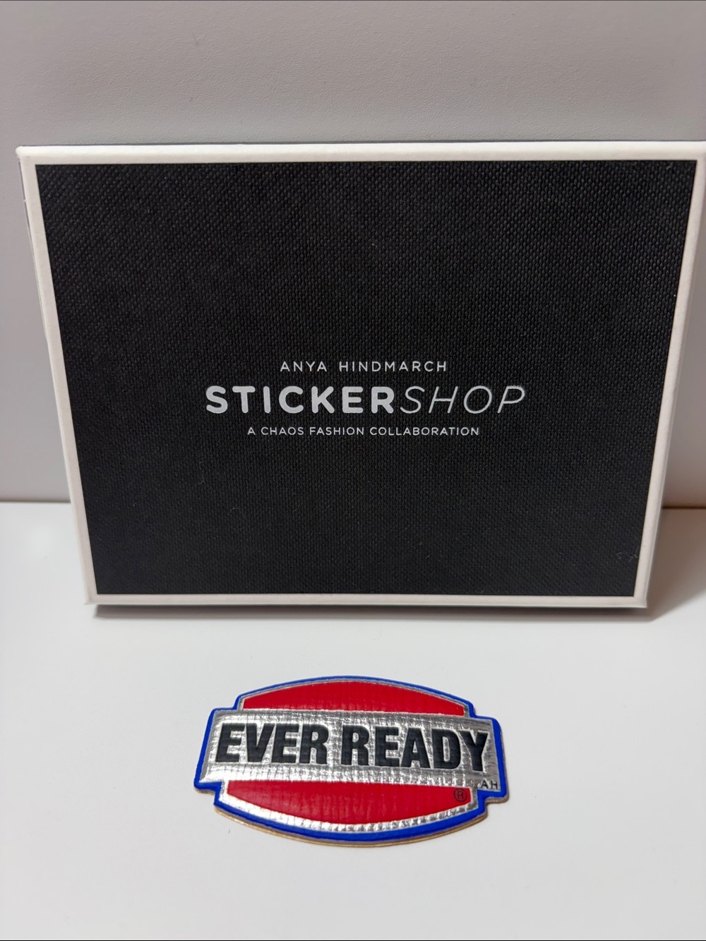 Anya Hindmarch Red Blue Silver 'Ever Ready' Sticker